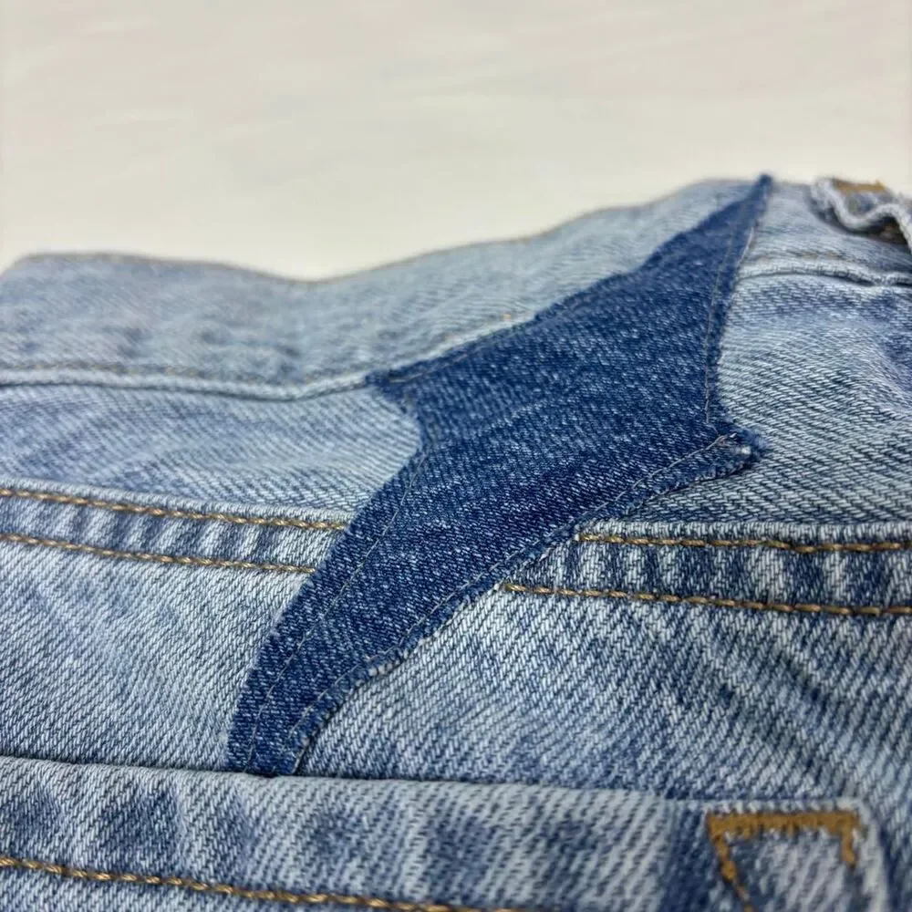 Blue denim JORTS with star patches